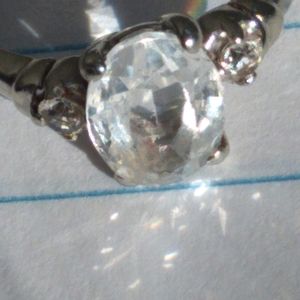 10k solid white gold sapphire stone vintage ring